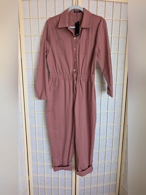 Nasty Gal Rose Utility Button-Front Jumpsuit